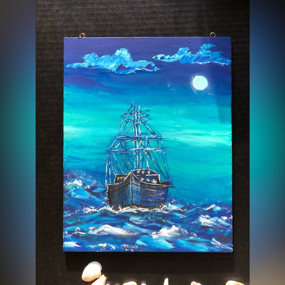 Acrylic Ocean Artwork on wood - Picture 7 of 8